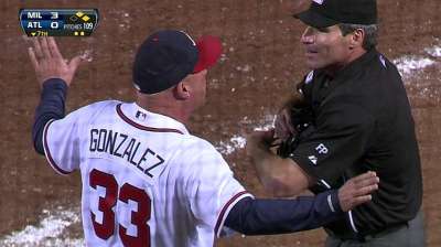 Fredi tossed after disputing hit-by-pitch call