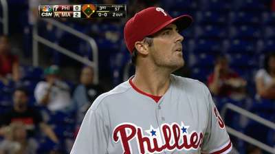 Hamels reaches one milestone, not two in Phils' loss