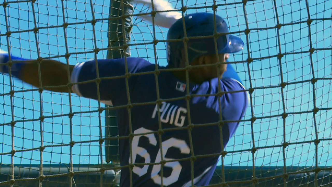 Puig returns to field; Mattingly downplays weight