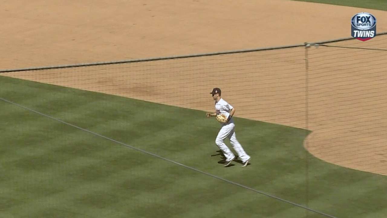 Mauer happy with first day at first base