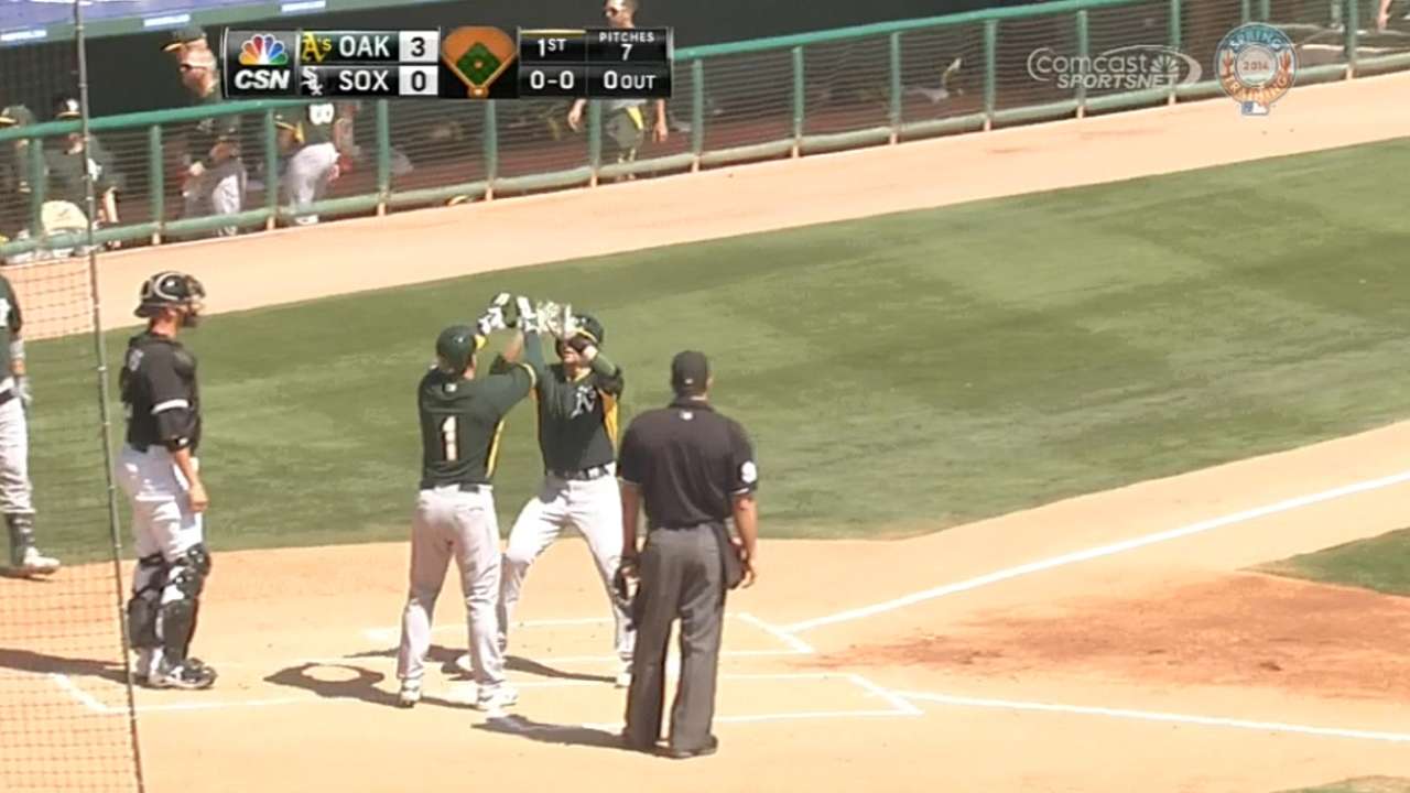 A's nine-run first sets tone in spring rout