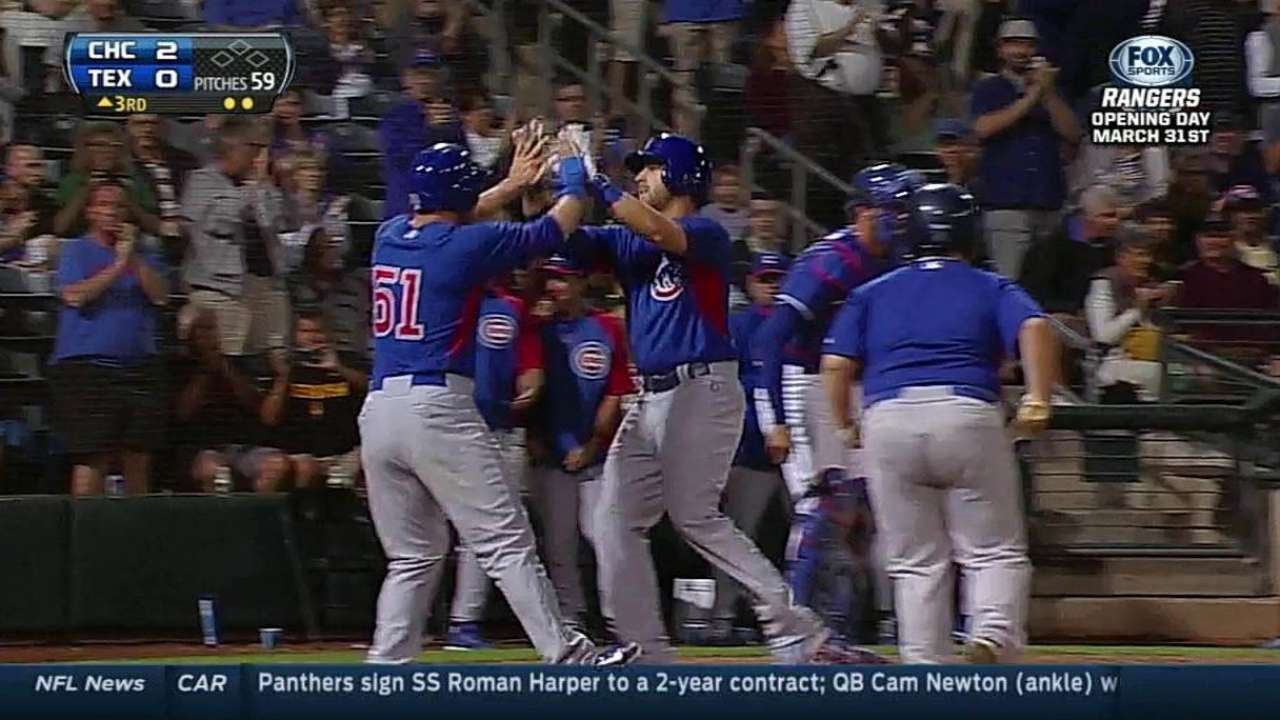 Olt, Baez flex muscle with third-inning home runs