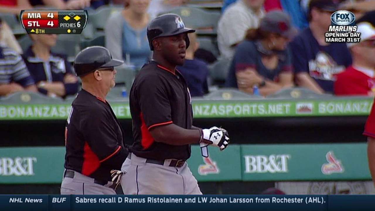 Ozuna pega 2 hits en victoria de Miami sobre S.L.