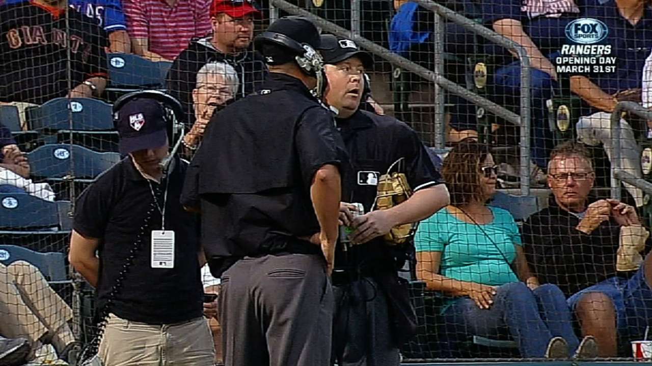 Rangers, Giants skippers get different replay results
