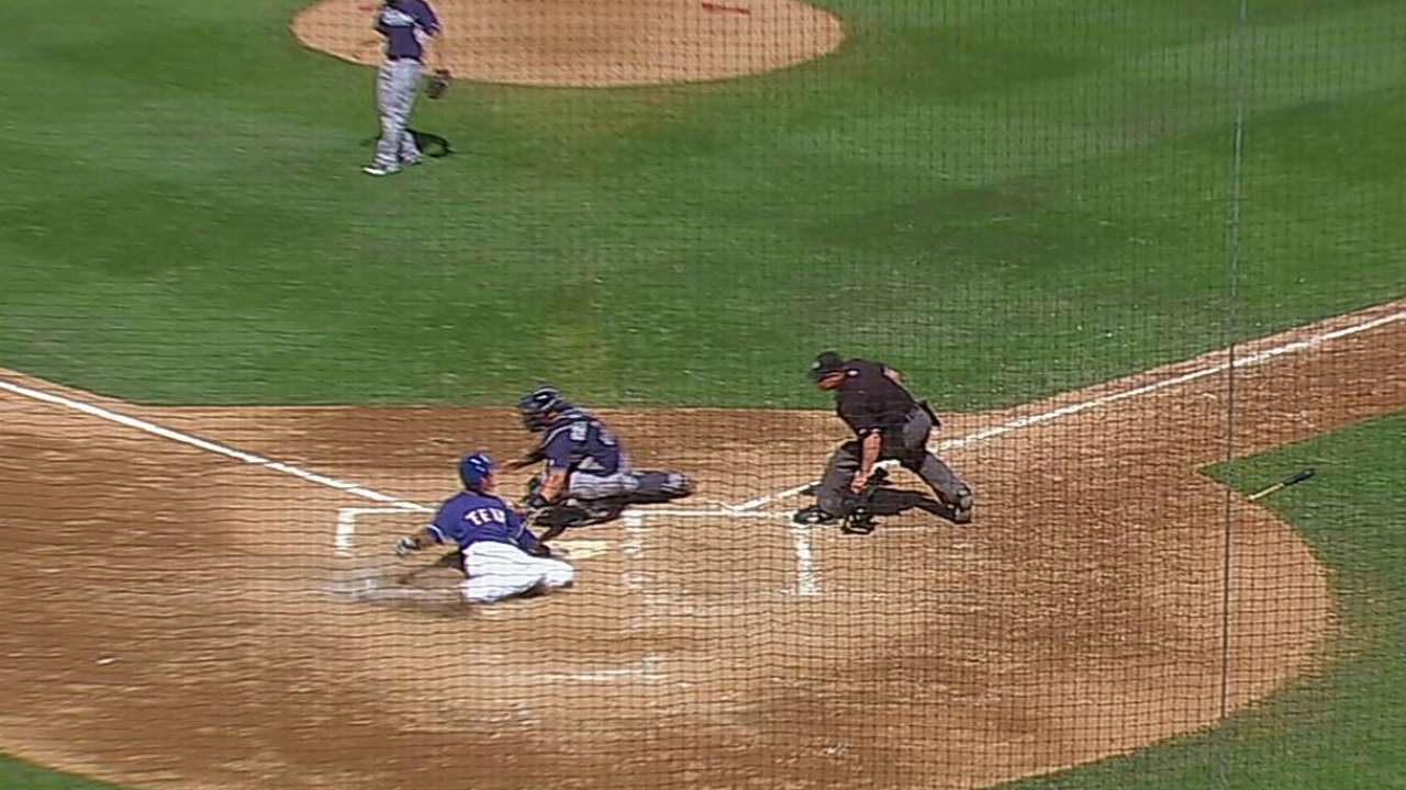 Out call overturned on replay, Rangers get extra run