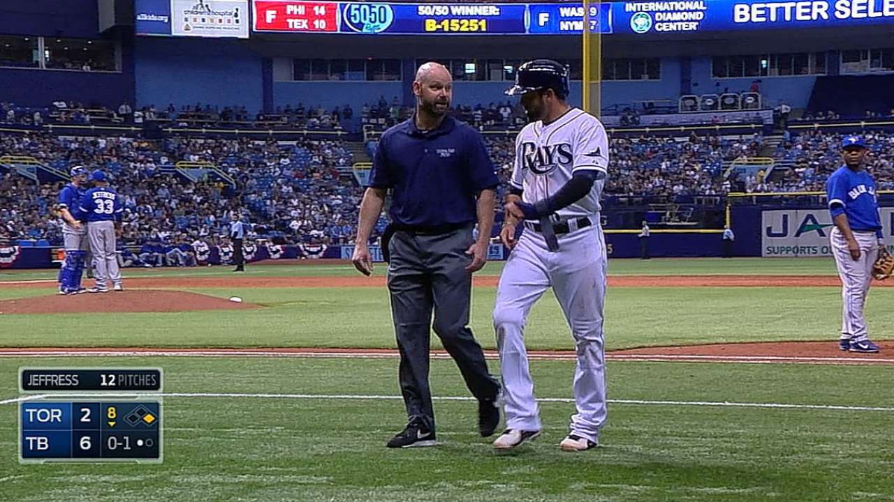 DeJesus hit by pitch on right foot; X-rays negative