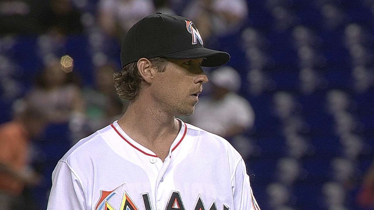 Marlins move Slowey into rotation, Hand to 'pen