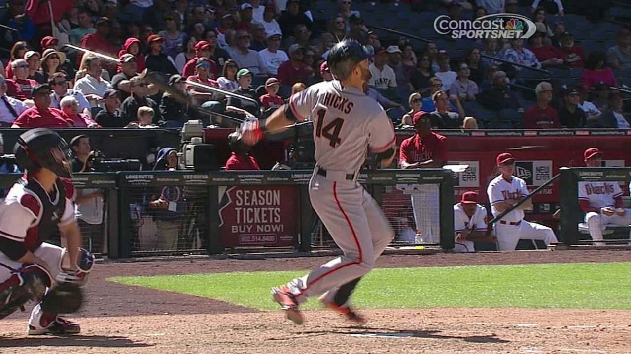 Infielder Hicks ready for rare start with Giants