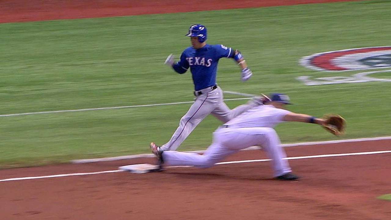 Rays win replay challenge of Rangers' infield single