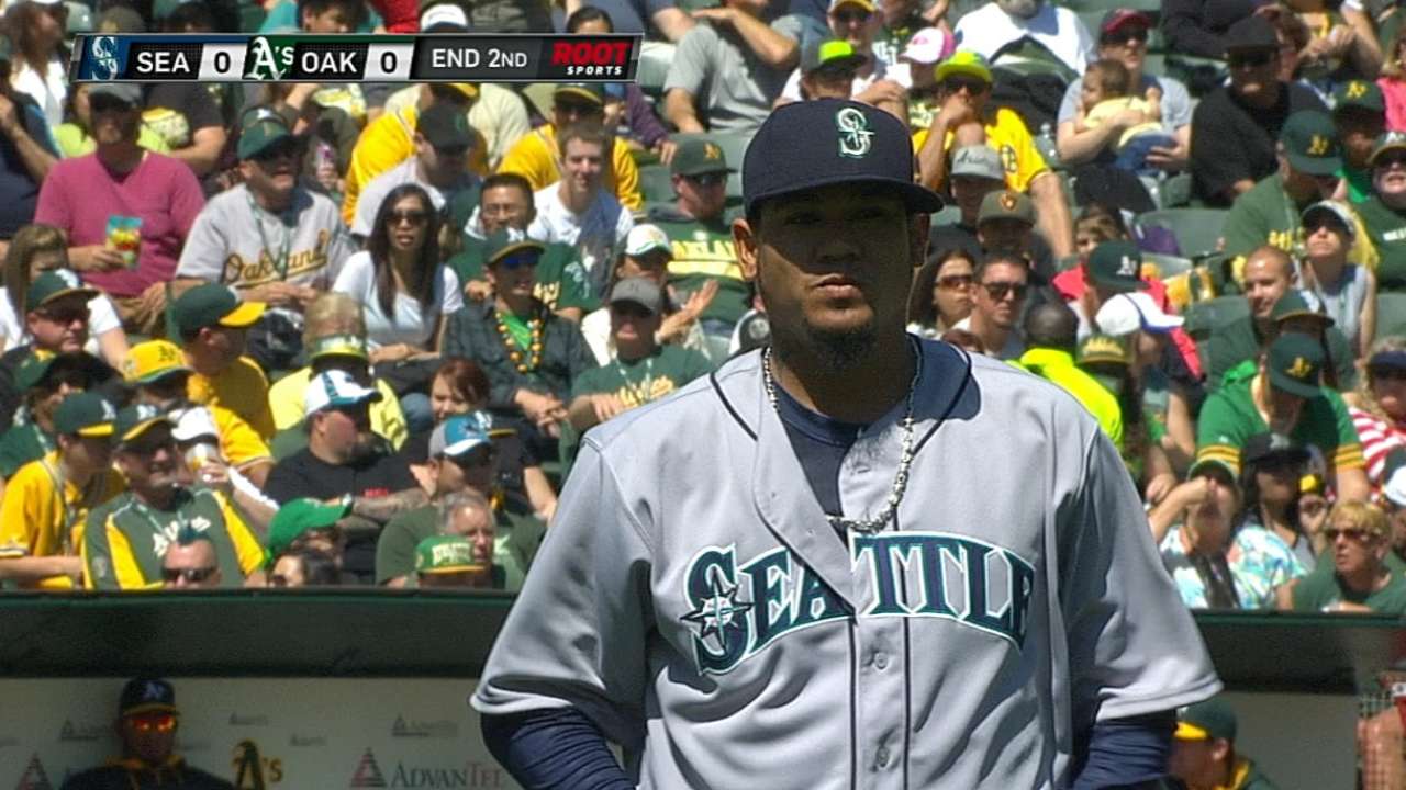 Felix continues dominance of A's with near-shutout