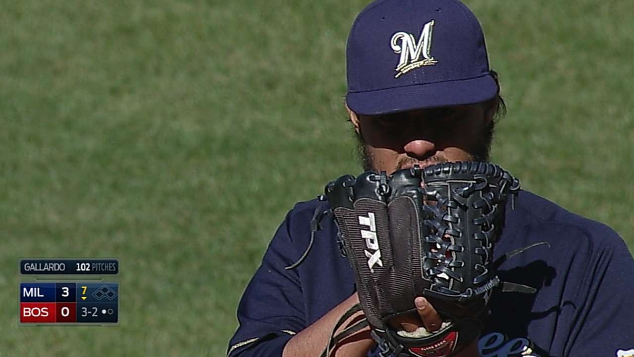 Gallardo, Brewers shut out Red Sox, complete sweep