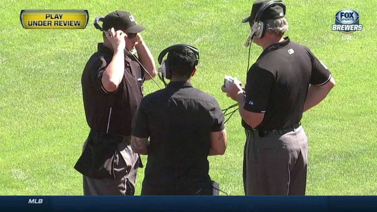 Brewers test replay three times vs. Royals