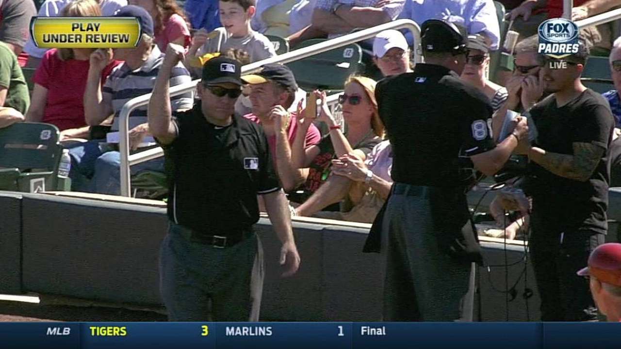 Pair of calls upheld by replay in Padres-D-backs game