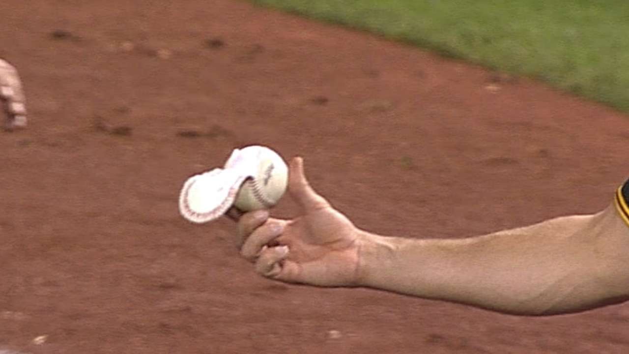 Maldonado knocks cover off ball -- literally