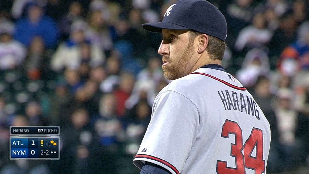 Bullpen preserves gem after Harang flirts with history