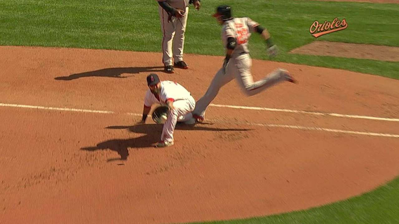 Call at first overturned on O's first challenge