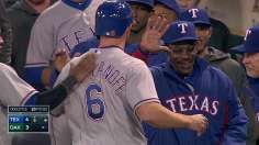 Kouzmanoff, Rangers rally past A's in series opener
