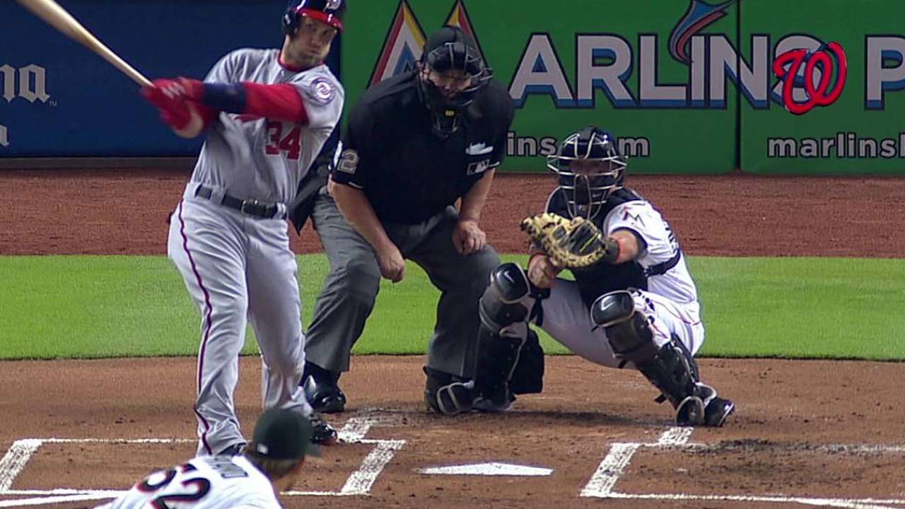 Despite quad issue, Harper plays vs. Cards