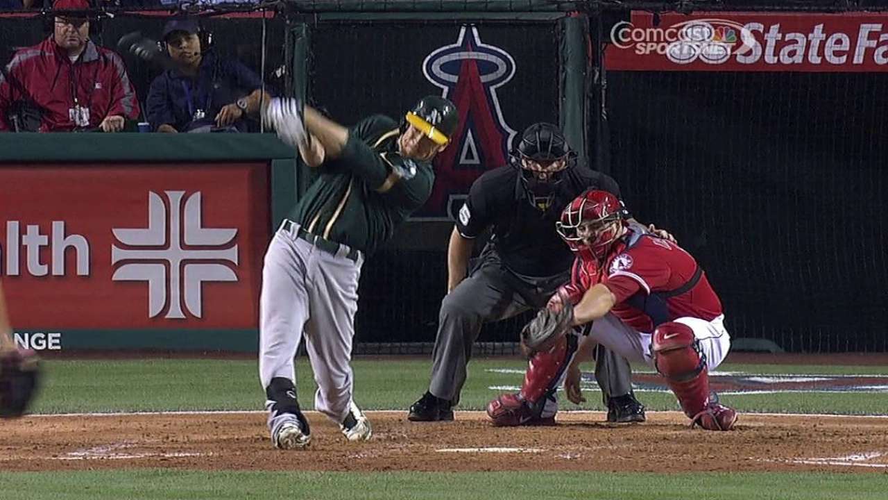 A's unable to complete sweep, fall in 12 to Halos