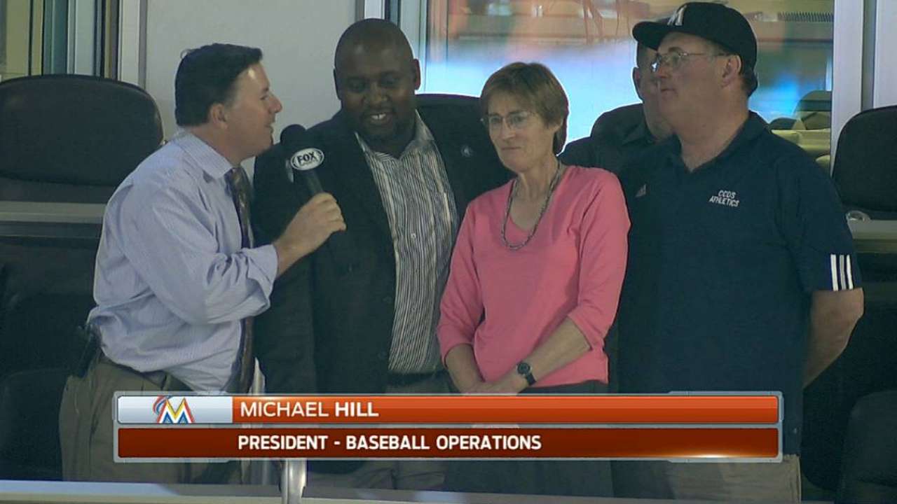 Marlins president recognizes favorite school teacher