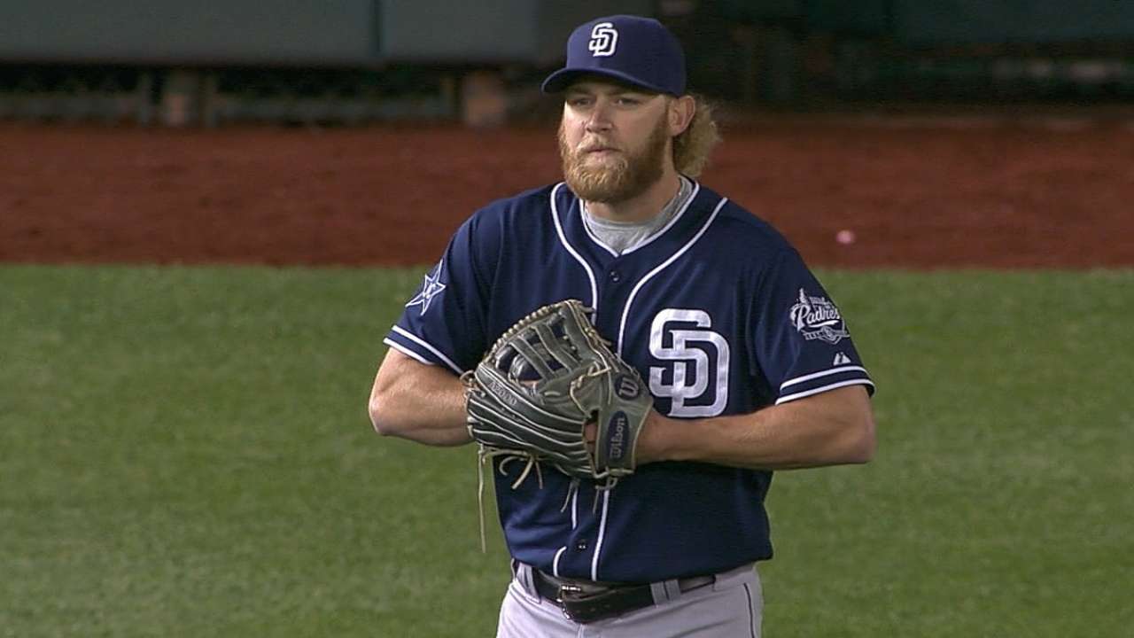 Padres ace Cashner plays left field for one batter