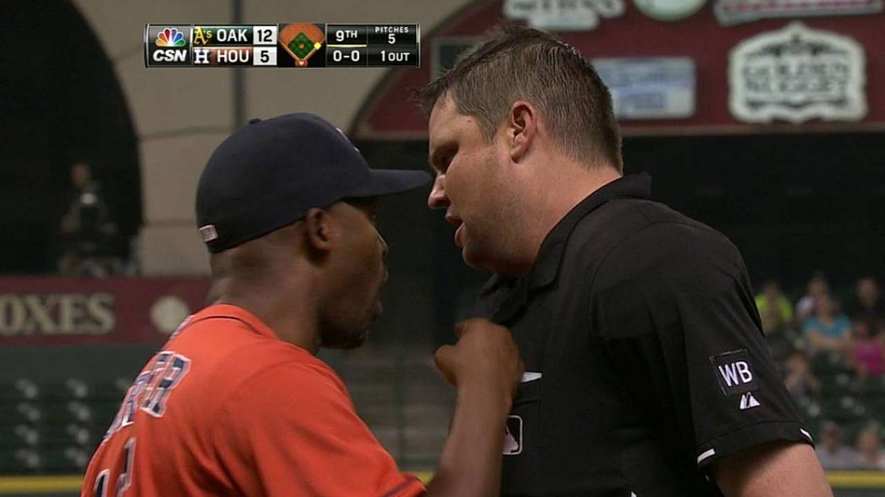 Porter ejected after Castro hit by A's pitch