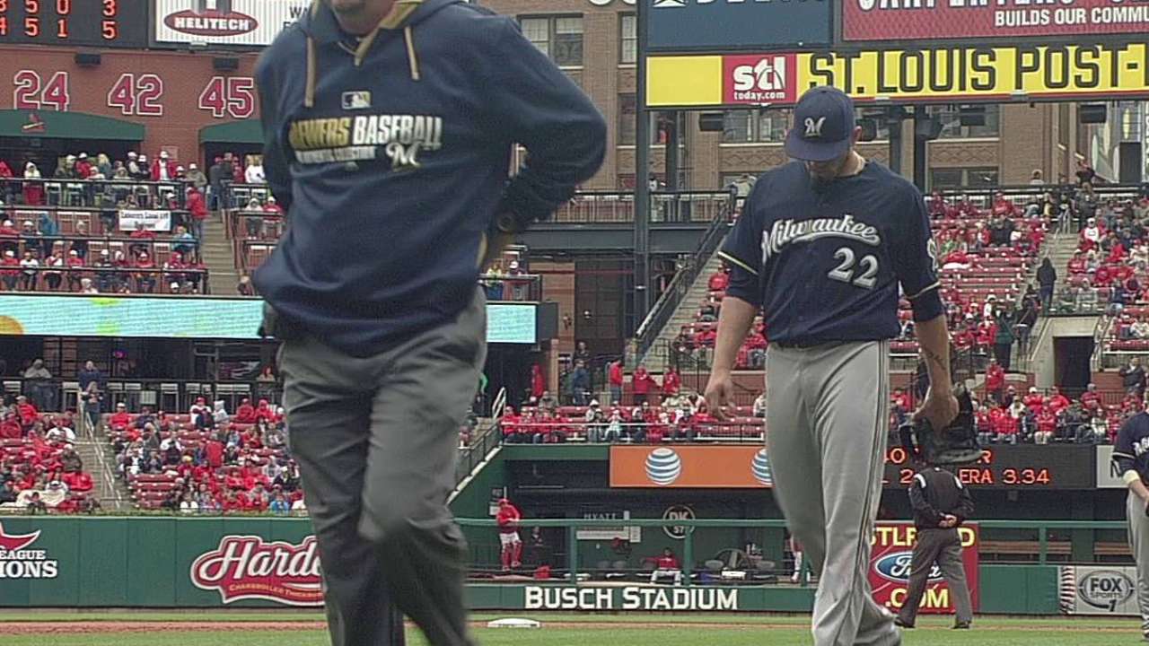 Garza exits early with bruised right thumb