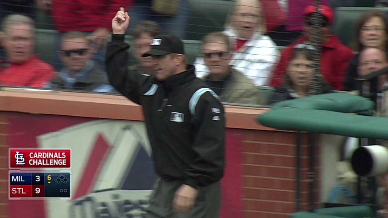 Craig's homer, initially ruled in play, overturned