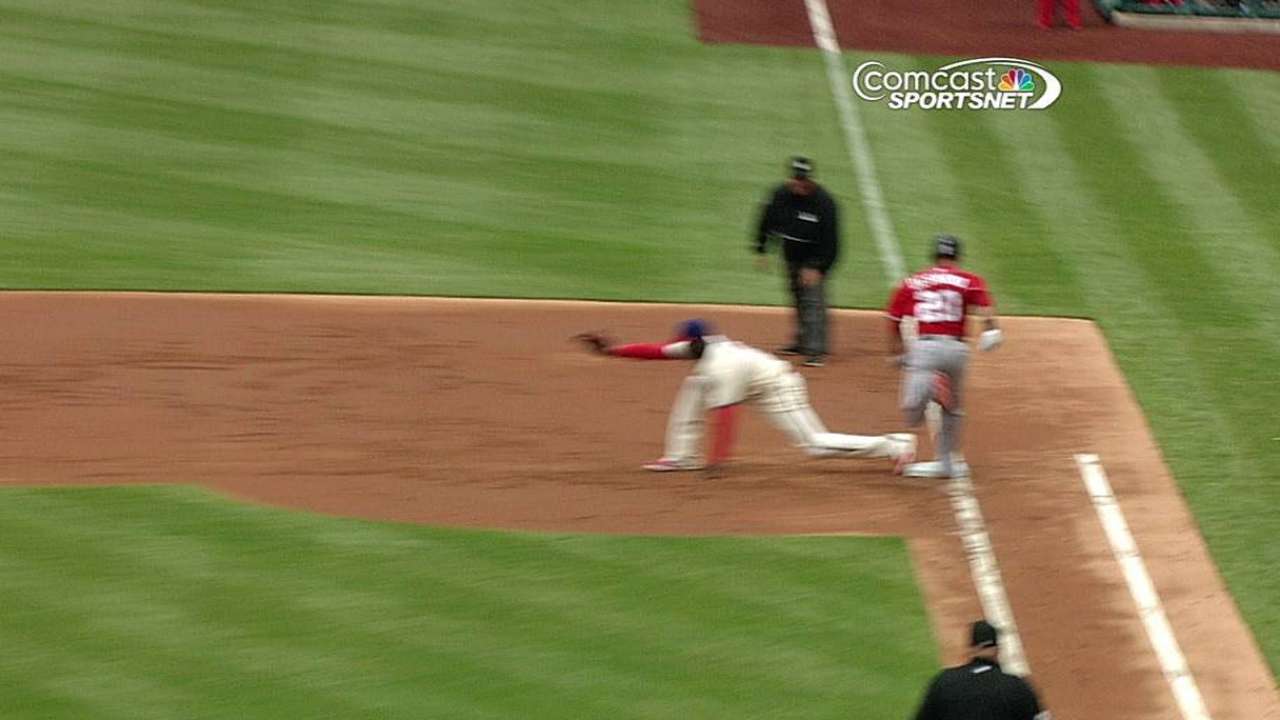 Call stands after Phillies challenge play at first