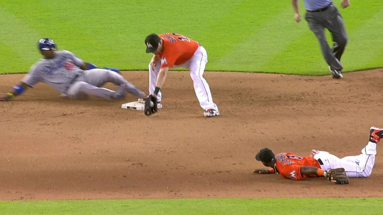 Marlins spurred by big challenge win to beat Dodgers