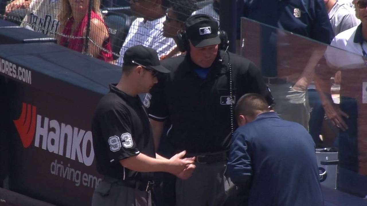 Out call stands after replay in KC-Padres tilt
