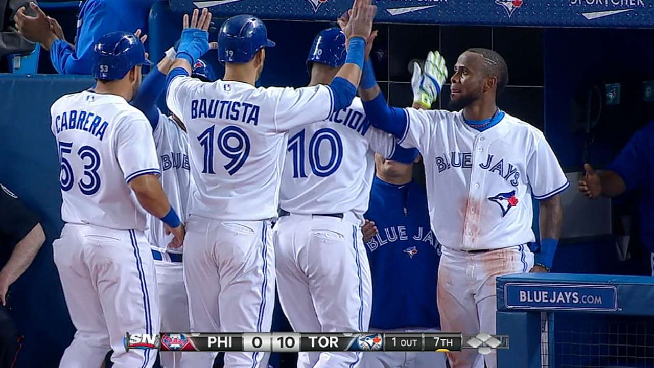 Blue Jays back brilliant Buehrle with 9-run 7th