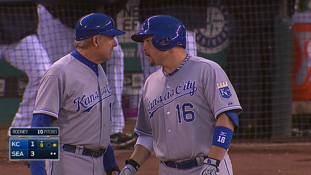 Butler, first-base coach Kuntz exchange words