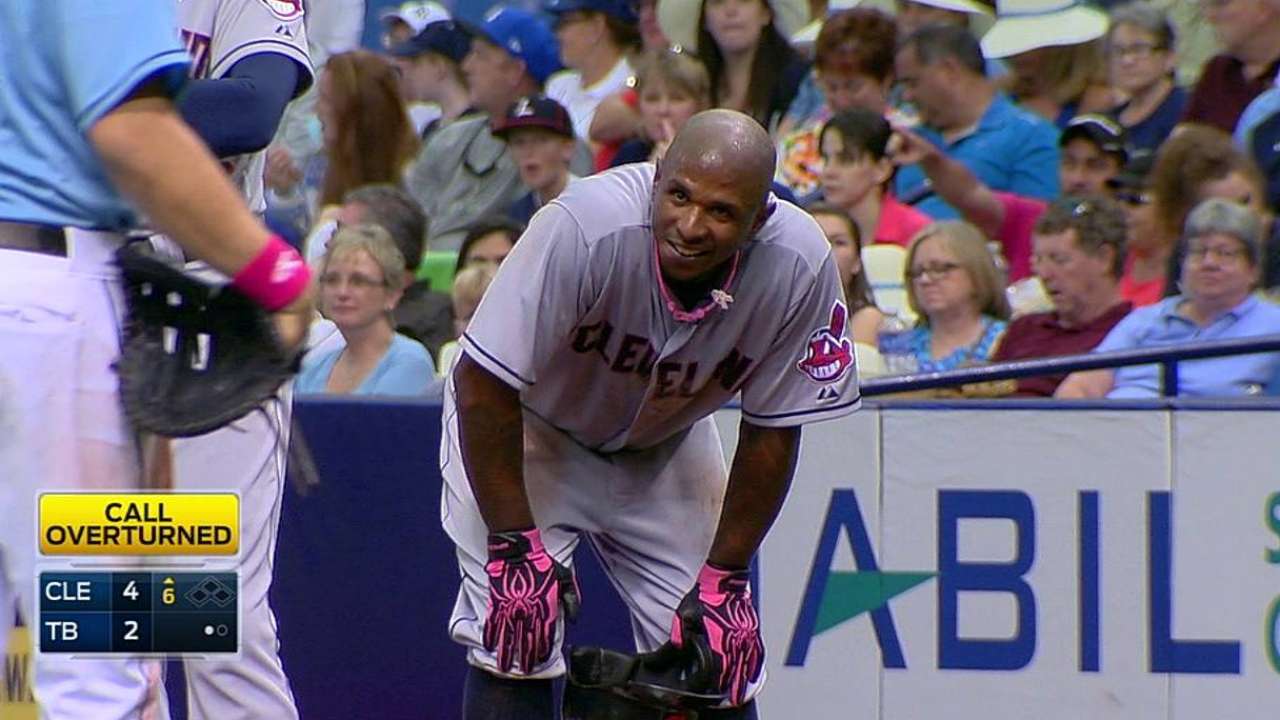 Morgan safe at first, scores after replay review