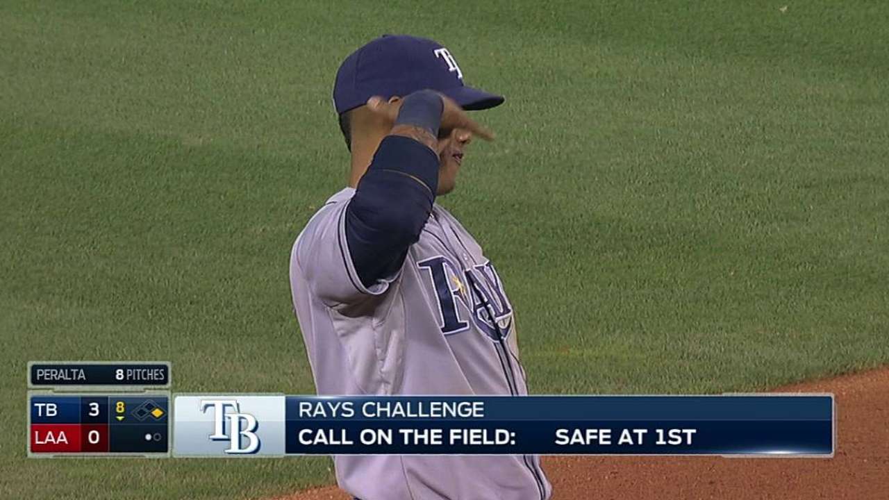 Rays challenge infield single, but safe call stands