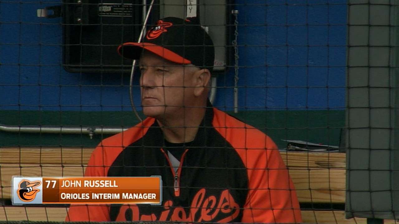 Russell skippers O's with Showalter on leave