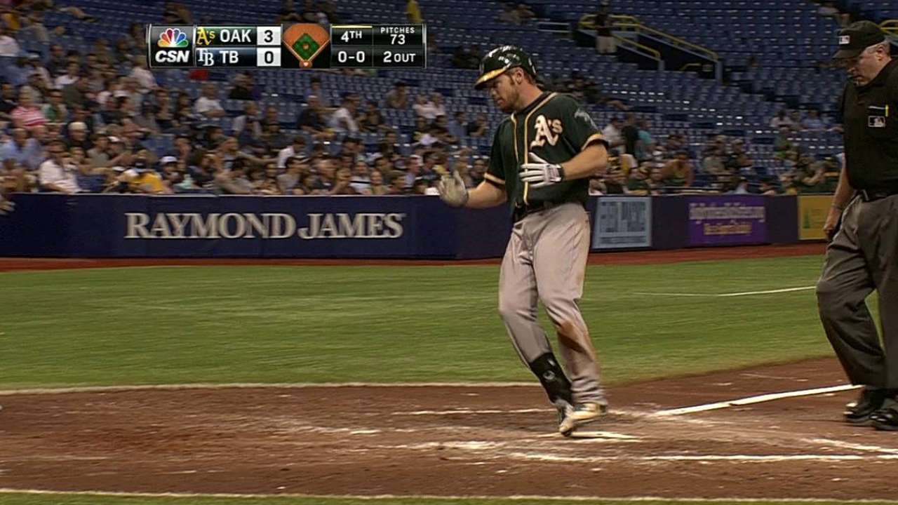 Atléticos se imponen a Rays con solamente un hit