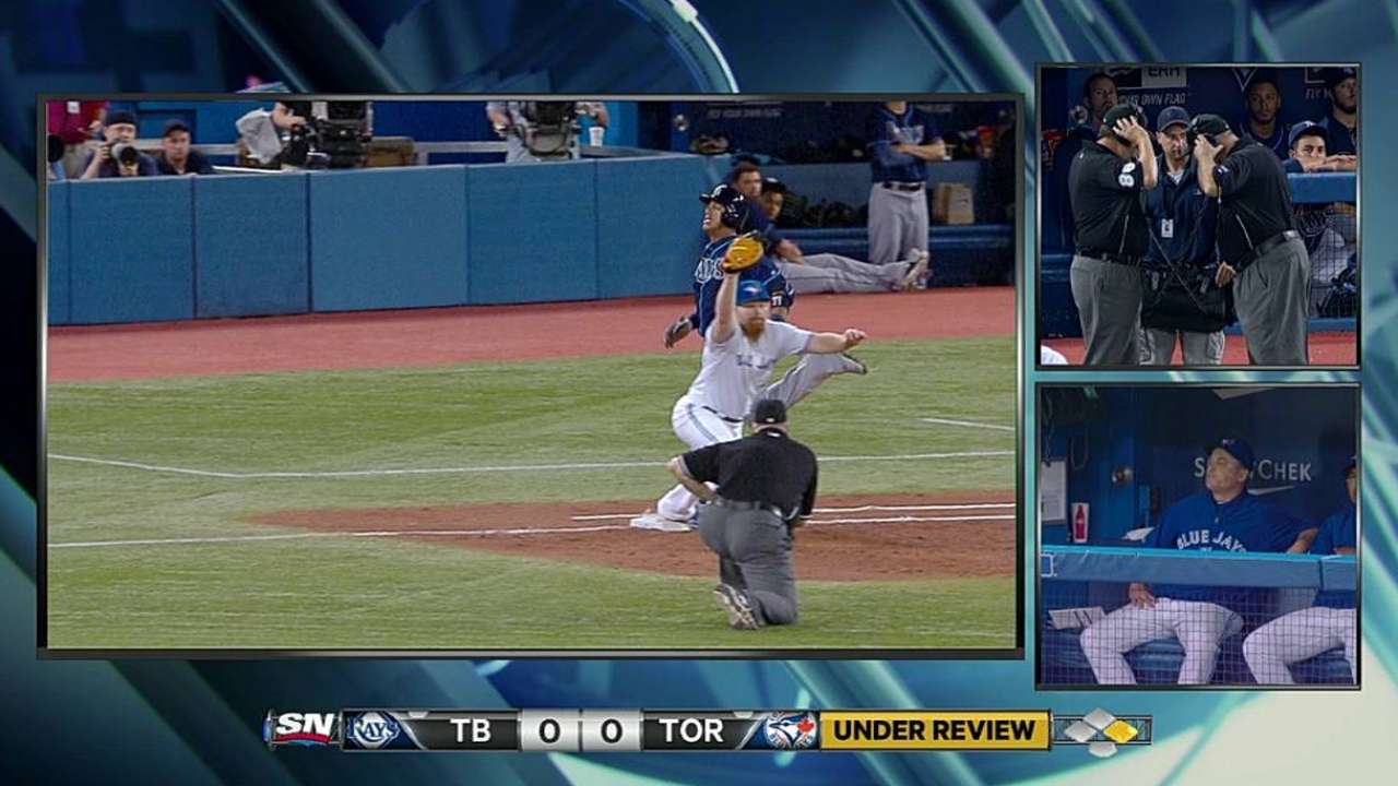 Overturned call ends Rays' third vs. Blue Jays