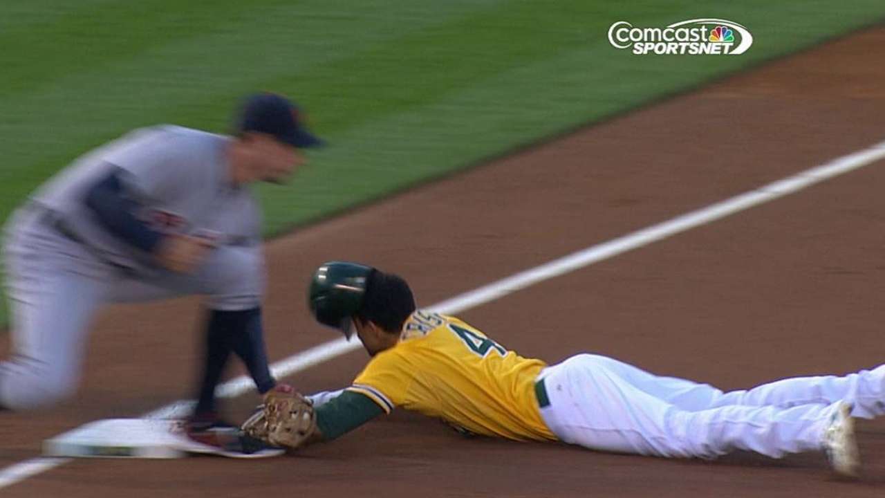 A's drop early replay challenge at third base