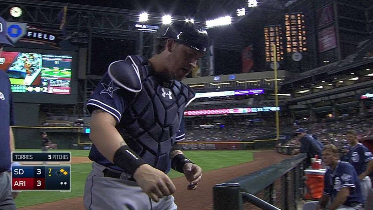 Grandal hit on catching hand; X-rays negative