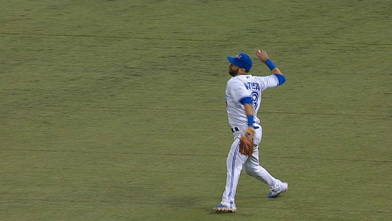 Bautista records out at first from right field