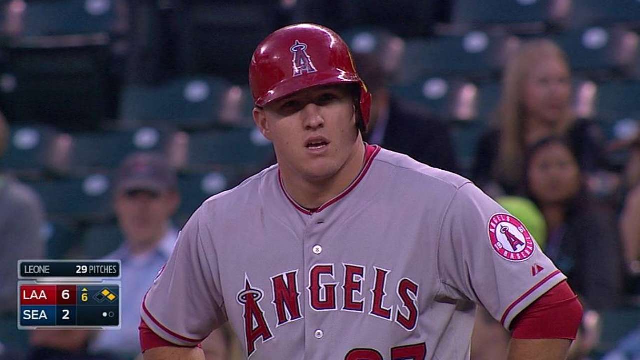 Trout out a second game with back stiffness