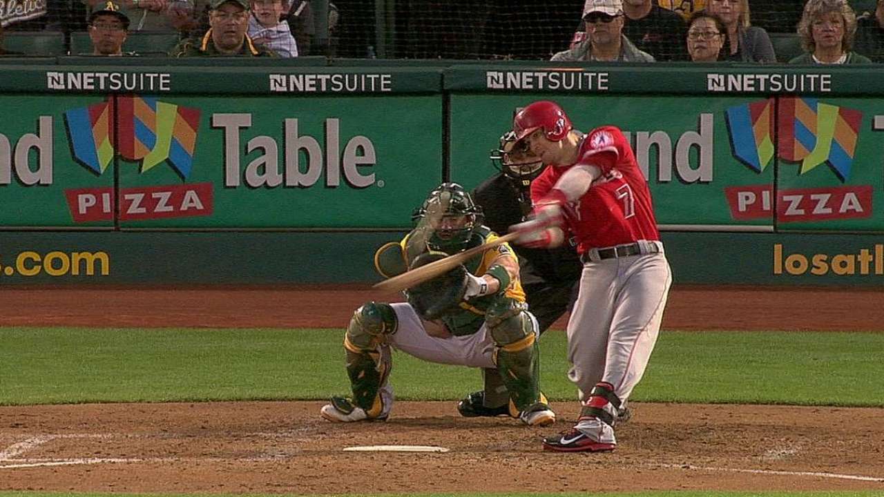 Angels stung by A's big seventh inning
