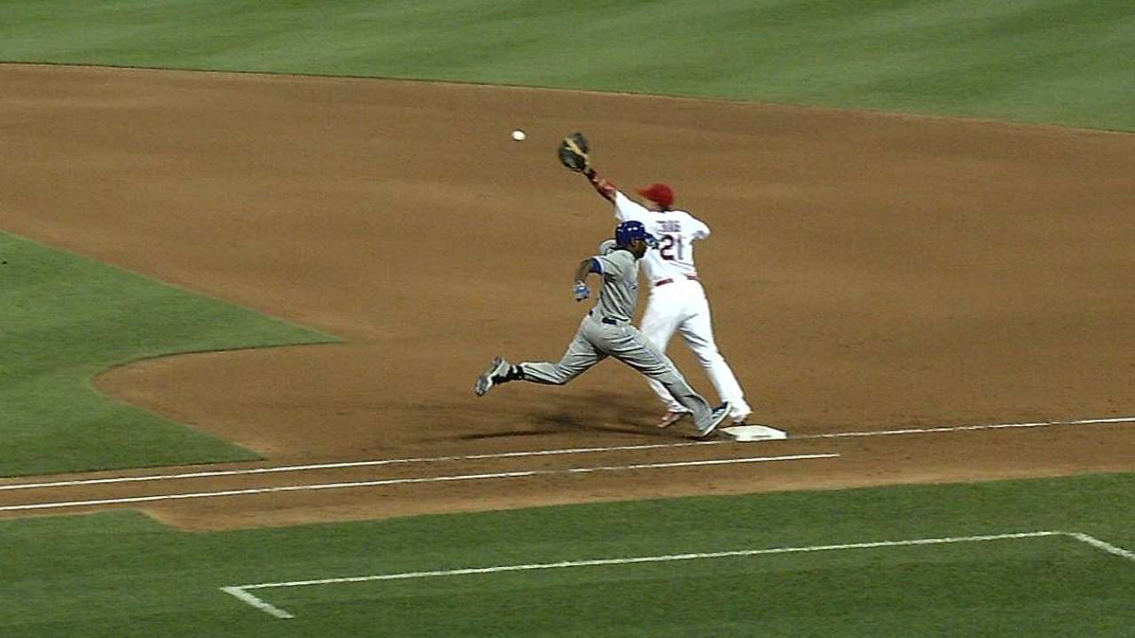 Cardinals lose challenge on Cain's infield hit