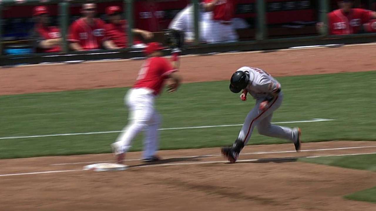 Reds get third out after challenging call