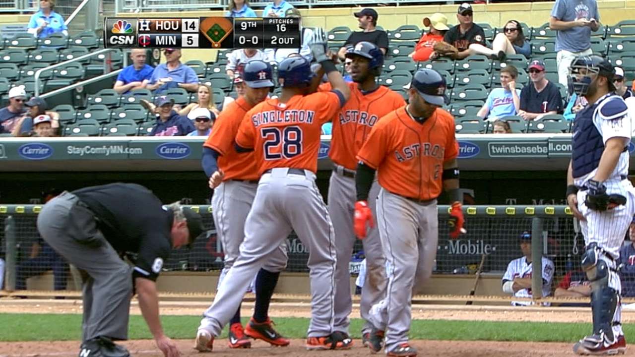 Grand slams impulsan paliza de Astros vs. Mellizos