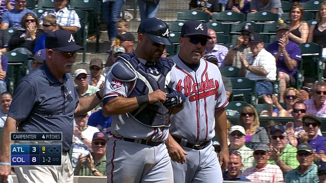HBP following Braves injury sparks ejections at Coors