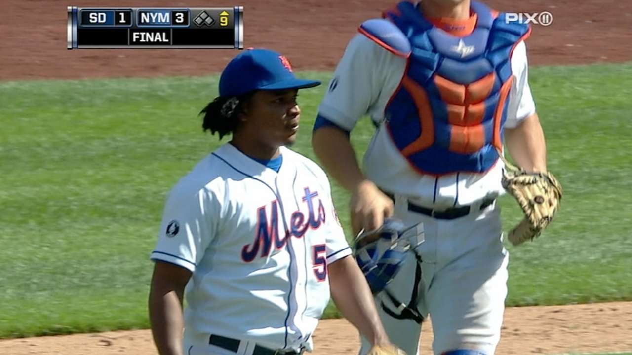 Back feeling better, Mejia earns two-inning save
