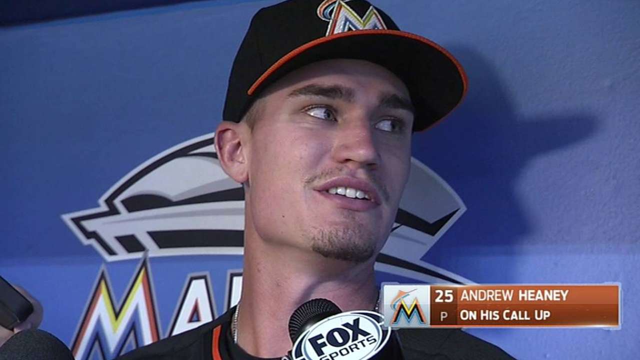 In flurry of moves, Marlins recall phenom Heaney