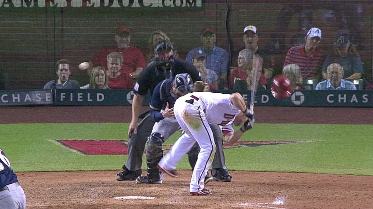 Owings back in action after being hit by pitch
